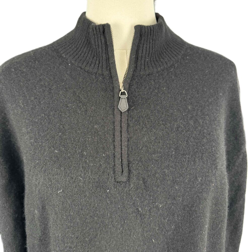 Daniel Bishop Black Cashmere Quarter Zip Pullover Basic Sweater Long Sleeve XL - Picture 2 of 13
